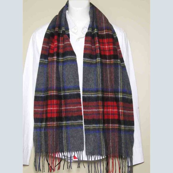 NEW Via Condotti Italy Virgin Wool Winter Scarf Multicolor Plaid Men's - Picture 4 of 4